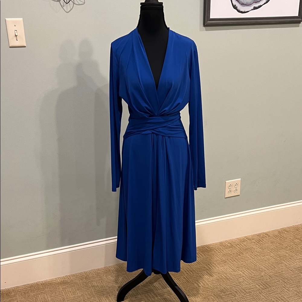 Michael Kors Elegant Royal Blue Long Sleeve Dress